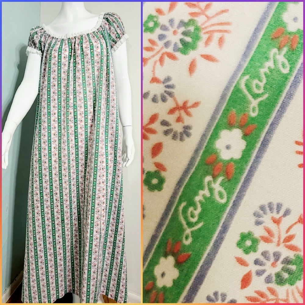 Vintage LANZ OF SALZBURG 1970s LOGO Nightgown Gown